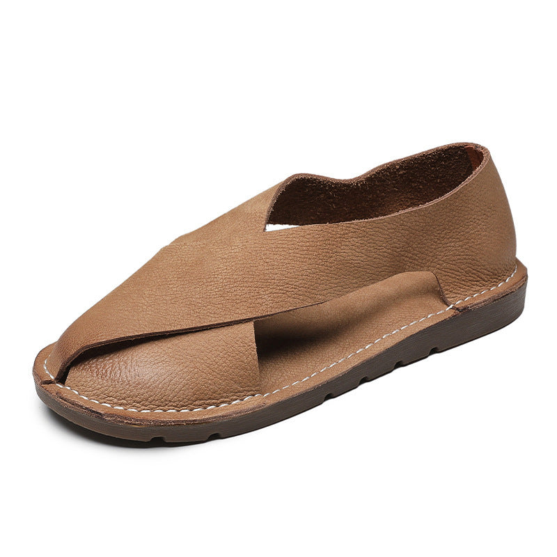 Handmade Roman Sandals Women's Toe Cap Side Empty Slip-on - Bellarte Enchanté Handmade Roman Sandals Women's Toe Cap Side Empty Slip-on
